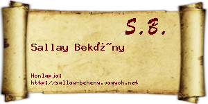 Sallay Bekény névjegykártya